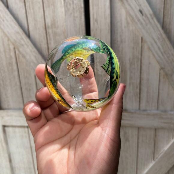 1999 Figi Inside Art Fisherman’s Fish Li Bien Style Glass Ornament Hand Painted - Picture 4 of 6